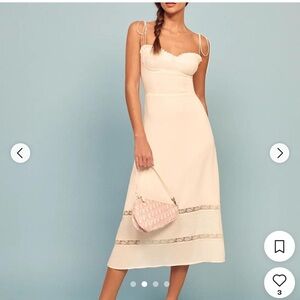 Reformation Cream Midi Dress with Lace Detail